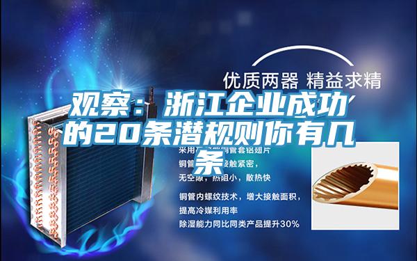 觀察：浙江企業(yè)成功的20條潛規(guī)則你有幾條